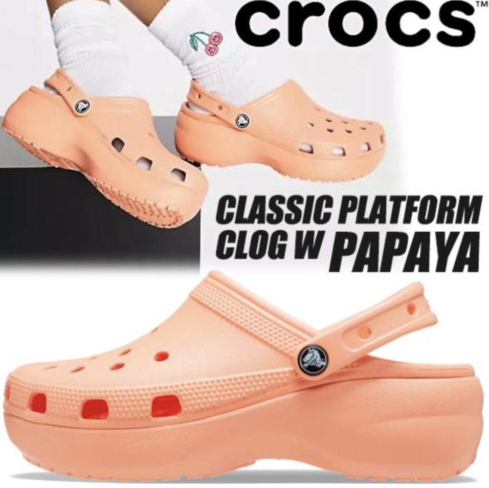 NWT CROCS CLASSIC PLATFORM CLOG PAPAYA